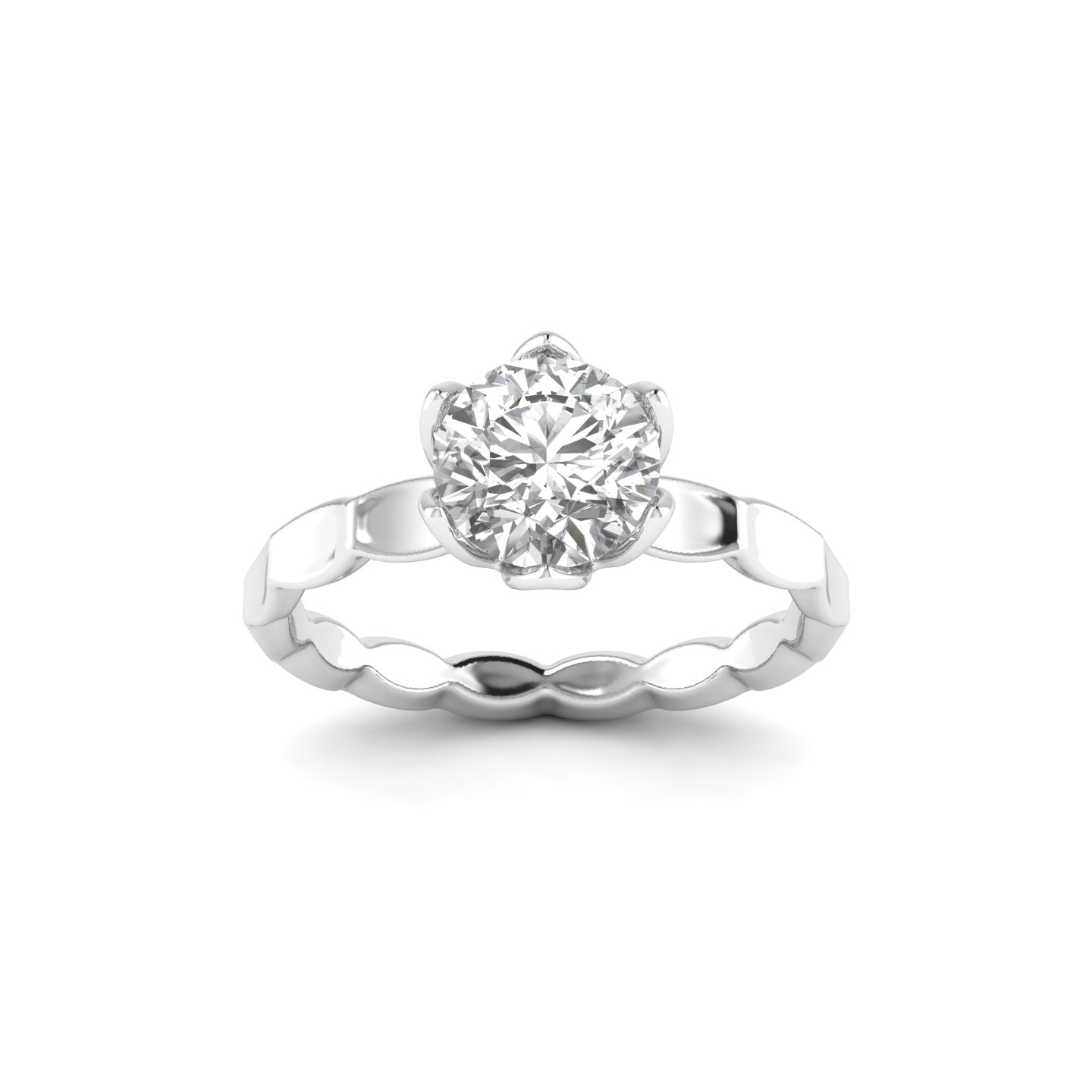 White Gold Studded 1 Carat Lab Grown Diamond Ring-G Color VS2 Clarity.